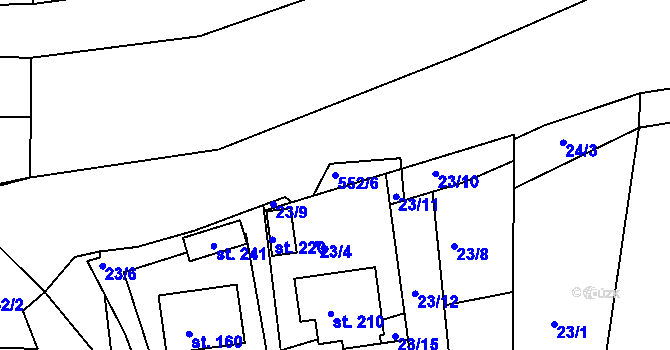 Parcela st. 552/6 v KÚ Zárybničná Lhota, Katastrální mapa