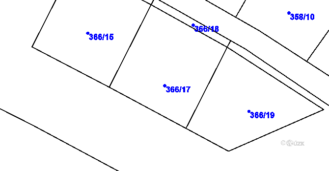 Parcela st. 366/17 v KÚ Zárybničná Lhota, Katastrální mapa