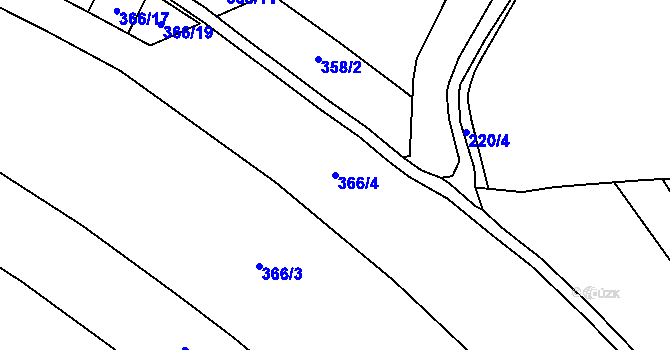 Parcela st. 366/4 v KÚ Zárybničná Lhota, Katastrální mapa