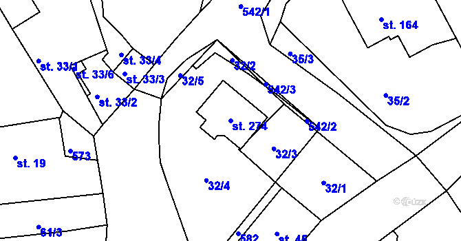 Parcela st. 274 v KÚ Zárybničná Lhota, Katastrální mapa