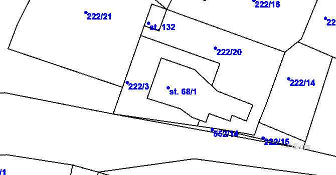 Parcela st. 68/1 v KÚ Zárybničná Lhota, Katastrální mapa