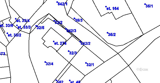 Parcela st. 542/2 v KÚ Zárybničná Lhota, Katastrální mapa