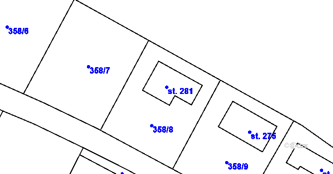 Parcela st. 281 v KÚ Zárybničná Lhota, Katastrální mapa