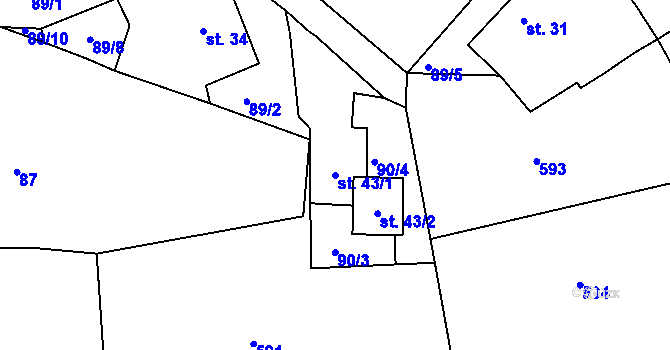 Parcela st. 43/1 v KÚ Zárybničná Lhota, Katastrální mapa