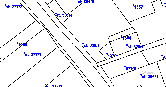 Parcela st. 320/1 v KÚ Martinov, Katastrální mapa