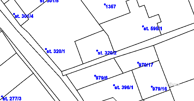 Parcela st. 320/2 v KÚ Martinov, Katastrální mapa