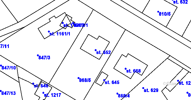 Parcela st. 652 v KÚ Martinov, Katastrální mapa