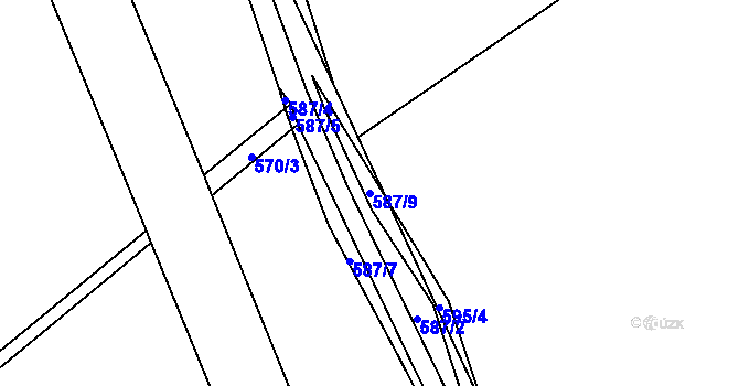 Parcela st. 587/9 v KÚ Martinov, Katastrální mapa