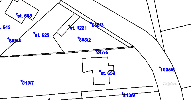 Parcela st. 847/5 v KÚ Martinov, Katastrální mapa