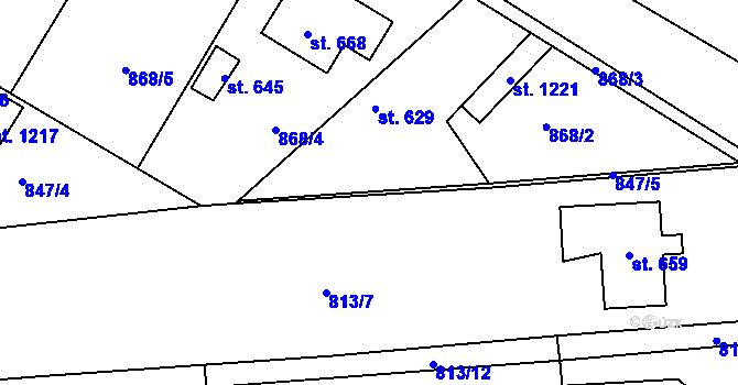 Parcela st. 847/8 v KÚ Martinov, Katastrální mapa
