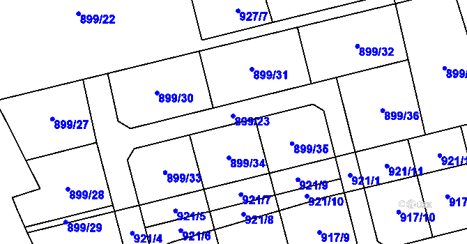 Parcela st. 899/23 v KÚ Martinov, Katastrální mapa