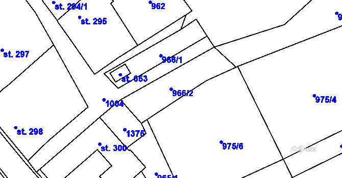 Parcela st. 966/2 v KÚ Martinov, Katastrální mapa