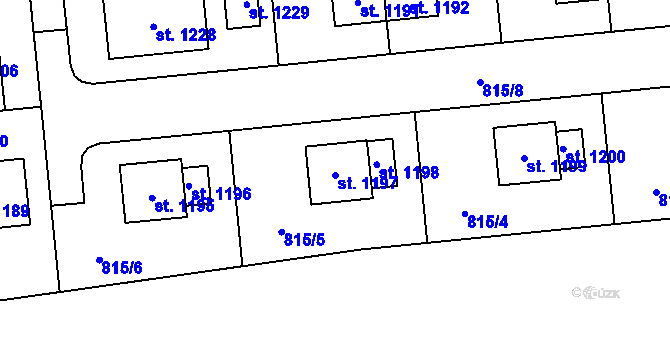 Parcela st. 1197 v KÚ Martinov, Katastrální mapa