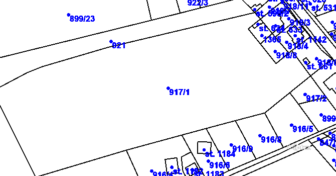 Parcela st. 917/1 v KÚ Martinov, Katastrální mapa