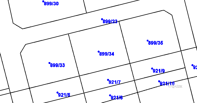 Parcela st. 899/34 v KÚ Martinov, Katastrální mapa
