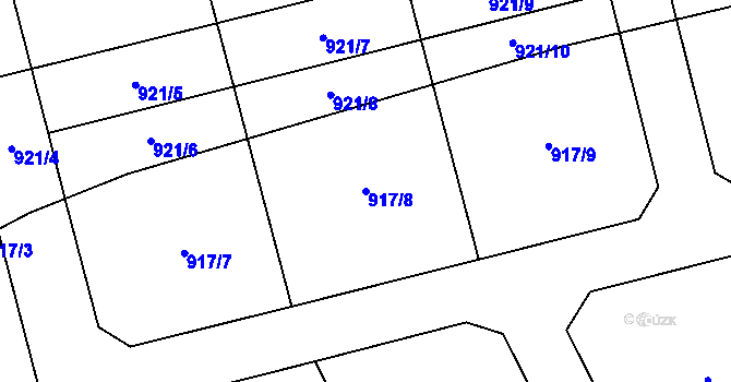 Parcela st. 917/8 v KÚ Martinov, Katastrální mapa