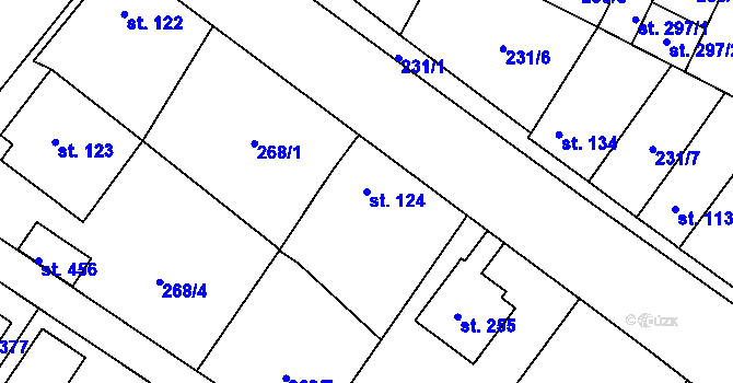 Parcela st. 124 v KÚ Záryby, Katastrální mapa