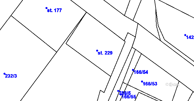 Parcela st. 229 v KÚ Záryby, Katastrální mapa