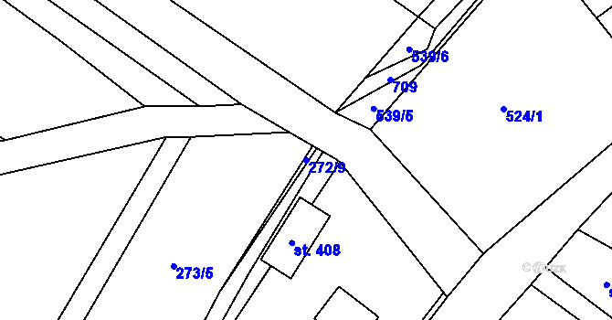 Parcela st. 272/9 v KÚ Záryby, Katastrální mapa