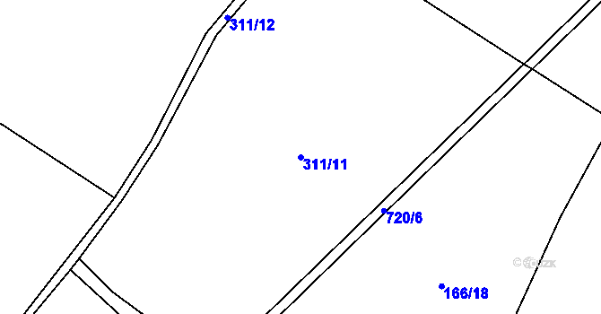 Parcela st. 311/11 v KÚ Záryby, Katastrální mapa