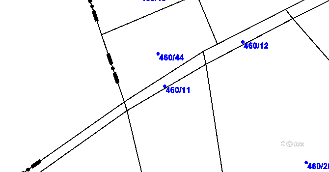 Parcela st. 460/11 v KÚ Záryby, Katastrální mapa