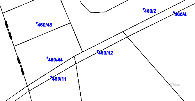 Parcela st. 460/12 v KÚ Záryby, Katastrální mapa