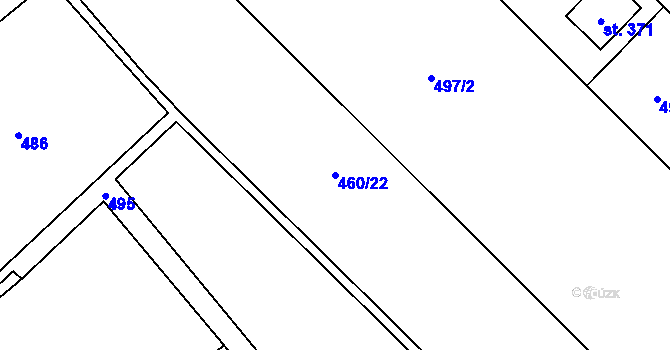 Parcela st. 460/22 v KÚ Záryby, Katastrální mapa