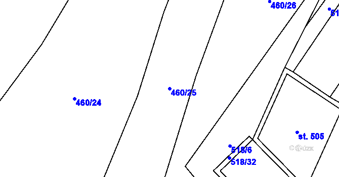 Parcela st. 460/25 v KÚ Záryby, Katastrální mapa