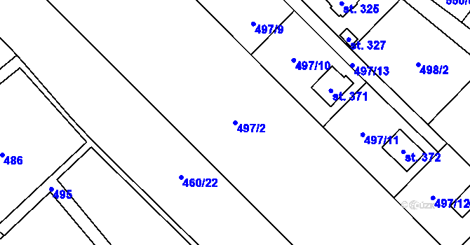 Parcela st. 497/2 v KÚ Záryby, Katastrální mapa