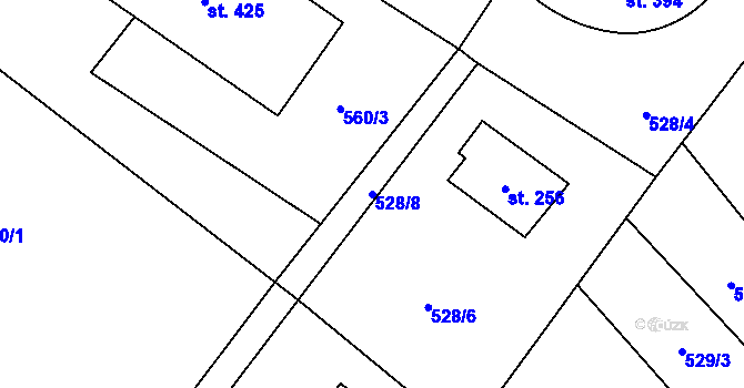 Parcela st. 528/8 v KÚ Záryby, Katastrální mapa