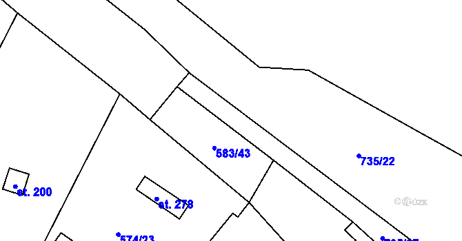 Parcela st. 583/28 v KÚ Záryby, Katastrální mapa