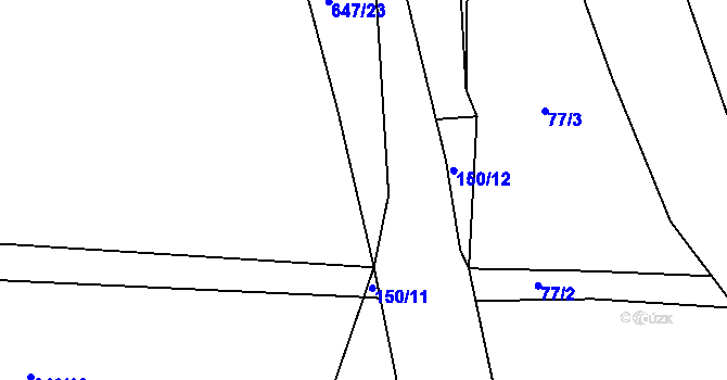 Parcela st. 647/25 v KÚ Záryby, Katastrální mapa