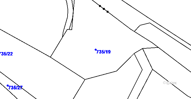 Parcela st. 735/19 v KÚ Záryby, Katastrální mapa