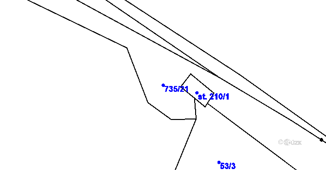 Parcela st. 735/21 v KÚ Záryby, Katastrální mapa
