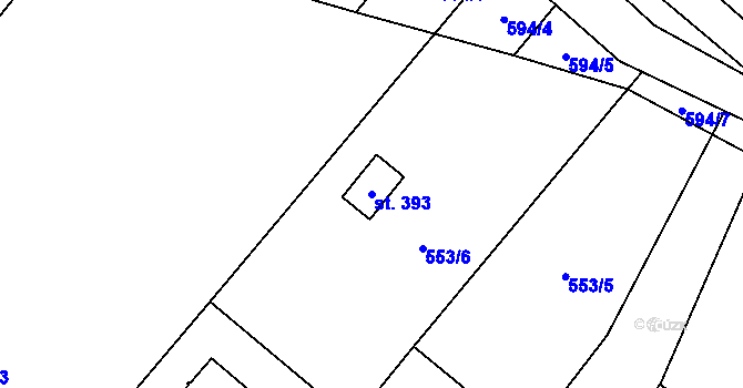 Parcela st. 393 v KÚ Záryby, Katastrální mapa