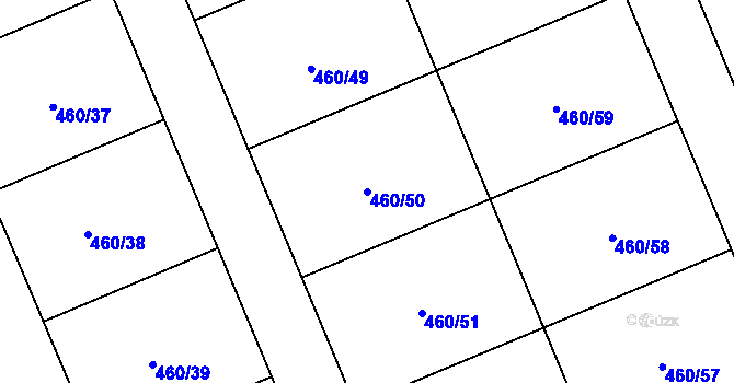 Parcela st. 460/50 v KÚ Záryby, Katastrální mapa