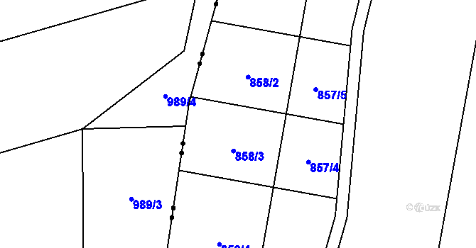 Parcela st. 858 v KÚ Záryby, Katastrální mapa