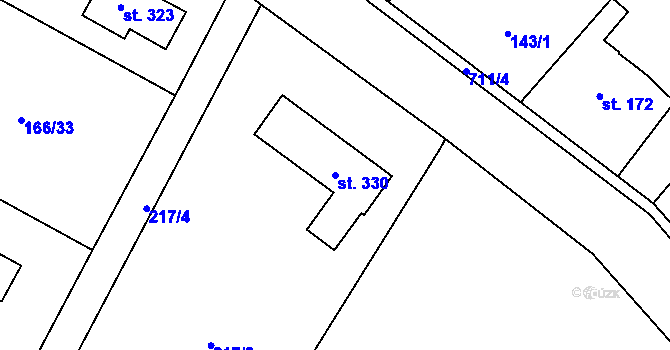 Parcela st. 330 v KÚ Záryby, Katastrální mapa