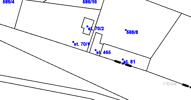 Parcela st. 465 v KÚ Záryby, Katastrální mapa