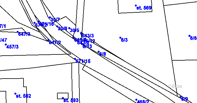 Parcela st. 6/8 v KÚ Zářecká Lhota, Katastrální mapa