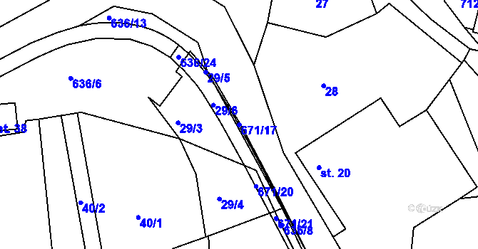 Parcela st. 671/17 v KÚ Zářecká Lhota, Katastrální mapa