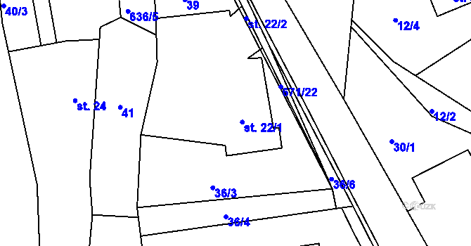 Parcela st. 22 v KÚ Zářecká Lhota, Katastrální mapa
