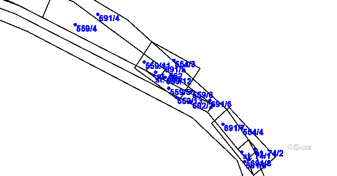 Parcela st. 559/5 v KÚ Zářecká Lhota, Katastrální mapa