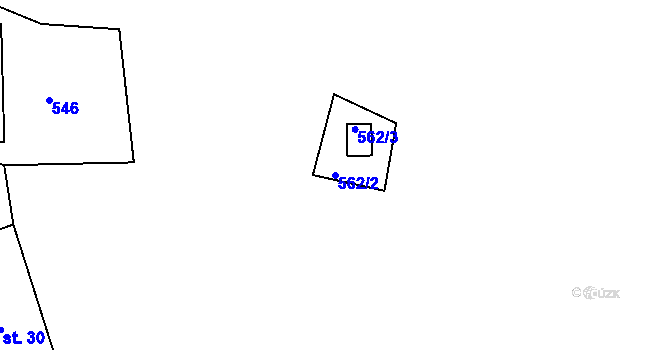 Parcela st. 562/2 v KÚ Zářecká Lhota, Katastrální mapa