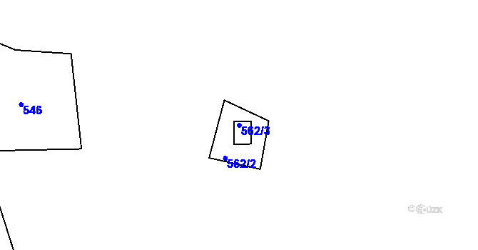Parcela st. 562/3 v KÚ Zářecká Lhota, Katastrální mapa