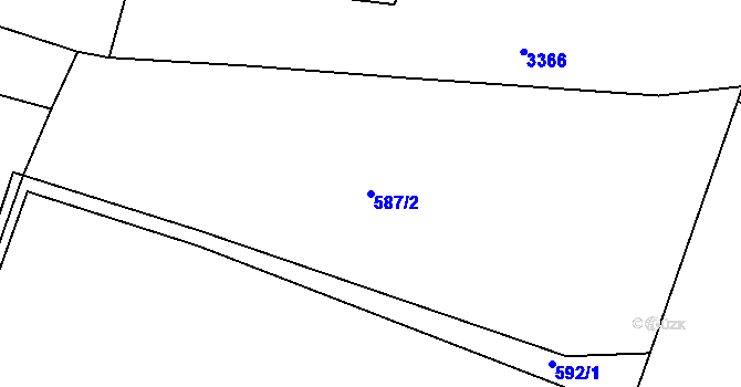 Parcela st. 587/2 v KÚ Zářecká Lhota, Katastrální mapa
