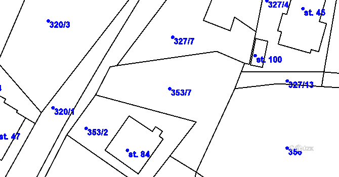 Parcela st. 353/7 v KÚ Zářecká Lhota, Katastrální mapa