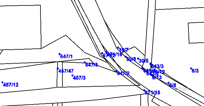 Parcela st. 671/2 v KÚ Zářecká Lhota, Katastrální mapa