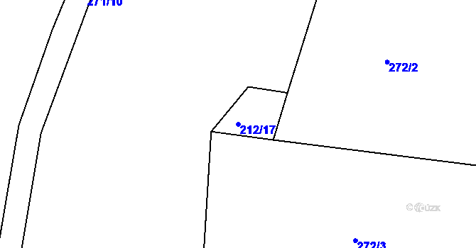 Parcela st. 212/17 v KÚ Zářecká Lhota, Katastrální mapa