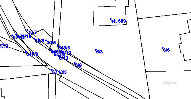 Parcela st. 6/3 v KÚ Zářecká Lhota, Katastrální mapa
